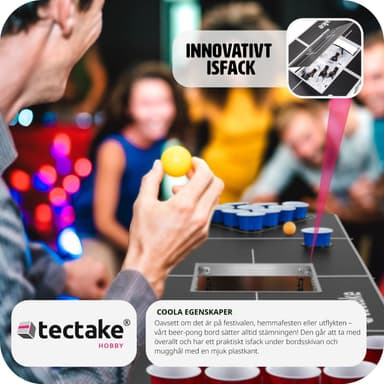 tectake Beerpong bord Beer Ball Blitz - hopfällbar och höjdjusterbar - svart