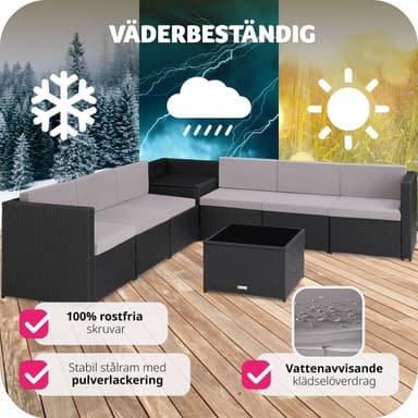 tectake Loungeset Verona i konstrotting - svart