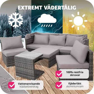 tectake Loungegrupp - Konstrotting San Marino - grå