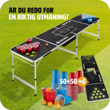 tectake Beerpong bord Beer Ball Blitz - hopfällbar och höjdjusterbar - svart