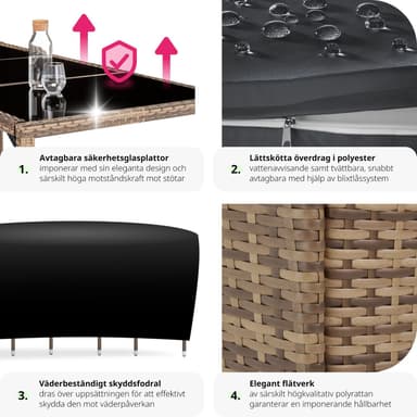 tectake Matgrupp i konstrotting Valencia - natur/mörkgrå
