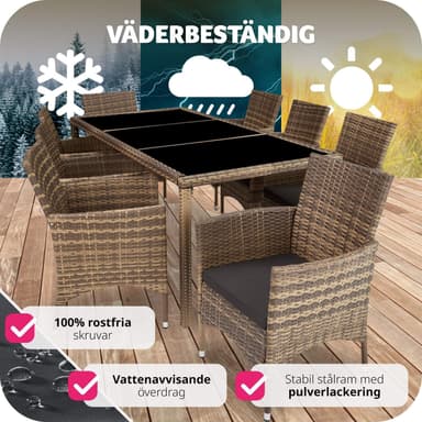 tectake Matgrupp i konstrotting Valencia - natur/mörkgrå
