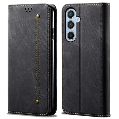 SKALO Samsung S24 FE Jeans Plånboksfodral - Svart