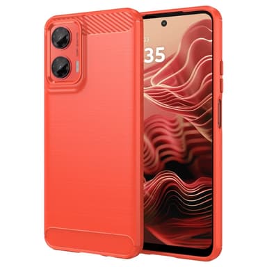 SKALO Motorola Moto G35 5G Armor Carbon Stöttåligt TPU-skal - Röd