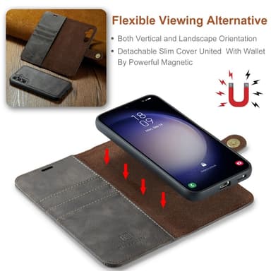 DG MING Samsung S24 FE 2-i-1 Magnet Plånboksfodral - Grå