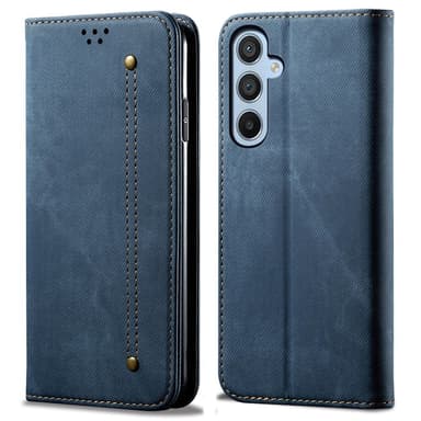SKALO Samsung S24 FE Jeans Plånboksfodral - Blå