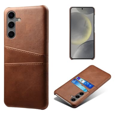 SKALO Samsung S24 FE PU Läder Skal med Korthållare/Plånbok - Brun