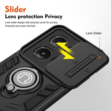 SKALO Motorola Edge 50 5G Armor Hybrid Metallring Kameraslider - Svart