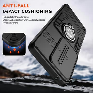 SKALO Motorola Edge 50 5G Armor Hybrid Metallring Kameraslider - Svart