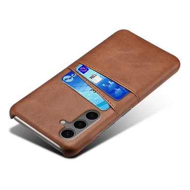 SKALO Samsung S24 FE PU Läder Skal med Korthållare/Plånbok - Brun
