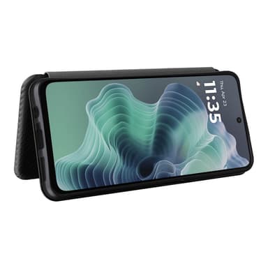 SKALO Motorola Moto G35 5G Carbon Fiber Plånboksfodral - Svart
