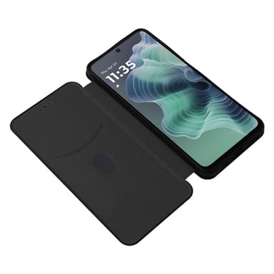 SKALO Motorola Moto G35 5G Carbon Fiber Plånboksfodral - Svart