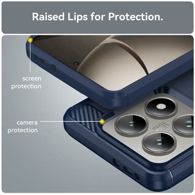 SKALO Xiaomi 14T Armor Carbon Stöttåligt TPU-skal - Blå
