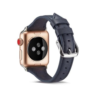 SKALO Smalt Läderarmband Apple Watch Series 4-6 40mm - Mörkblå
