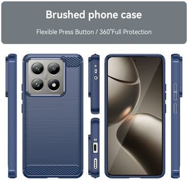 SKALO Xiaomi 14T Armor Carbon Stöttåligt TPU-skal - Blå
