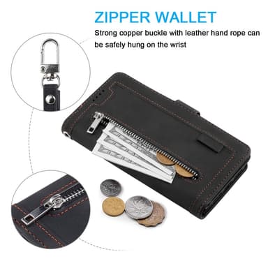 SKALO Motorola Moto G35 5G Big Wallet 9-FACK Plånboksfodral - Svart