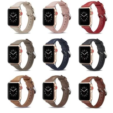 SKALO Smalt Läderarmband Apple Watch Series 4-6 40mm - Mörkblå