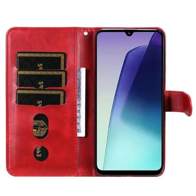 SKALO Xiaomi Redmi 14C Klassiskt Plånboksfodral med dragkedjefack - Röd