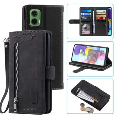 SKALO Motorola Moto G35 5G Big Wallet 9-FACK Plånboksfodral - Svart