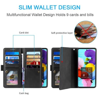 SKALO Motorola Moto G35 5G Big Wallet 9-FACK Plånboksfodral - Svart