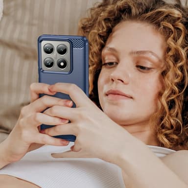 SKALO Xiaomi 14T Pro Armor Carbon Stöttåligt TPU-skal - Blå