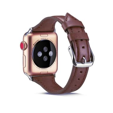 SKALO Smalt Läderarmband Apple Watch Series 10 42mm - Mörkbrun
