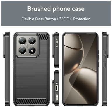 SKALO Xiaomi 14T Pro Armor Carbon Stöttåligt TPU-skal - Svart