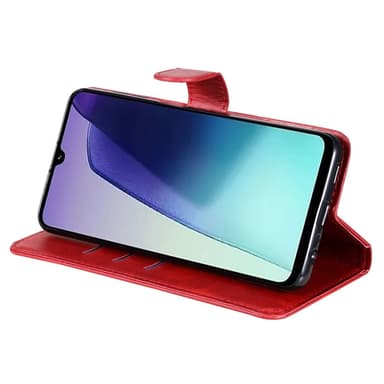 SKALO Xiaomi Redmi 14C Klassiskt Plånboksfodral med dragkedjefack - Röd