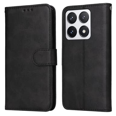 SKALO Xiaomi 14T Pro PU-Läder Plånboksfodral - Svart