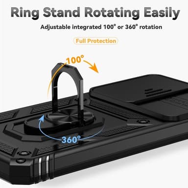SKALO Samsung S24 FE Armor Hybrid Metallring Kameraslider - Svart