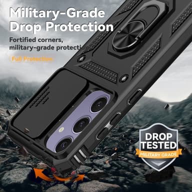 SKALO Samsung S24 FE Armor Hybrid Metallring Kameraslider - Svart