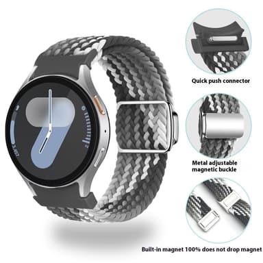 SKALO Flätat Tygarmband Samsung Watch 6 Classic 43mm/47mm - Beige