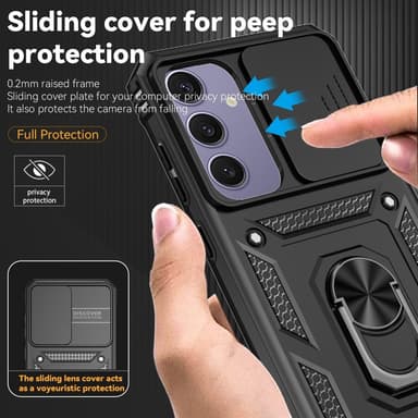 SKALO Samsung S24 FE Armor Hybrid Metallring Kameraslider - Svart