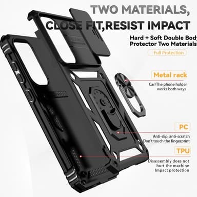 SKALO Samsung S24 FE Armor Hybrid Metallring Kameraslider - Svart