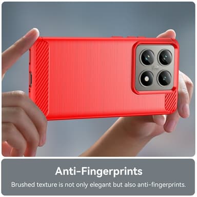 SKALO Xiaomi 14T Armor Carbon Stöttåligt TPU-skal - Röd