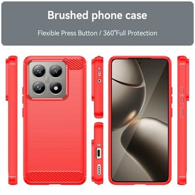 SKALO Xiaomi 14T Armor Carbon Stöttåligt TPU-skal - Röd