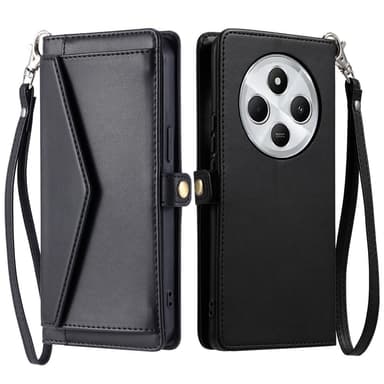 SKALO Xiaomi Redmi 14C PU-Läder Envelope Plånboksfodral - Svart
