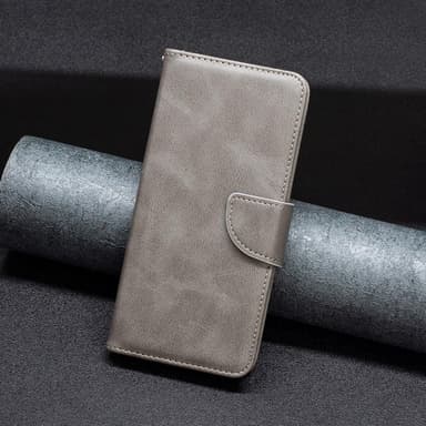 SKALO iPhone 15 Plånboksfodral i PU-Läder - Grå