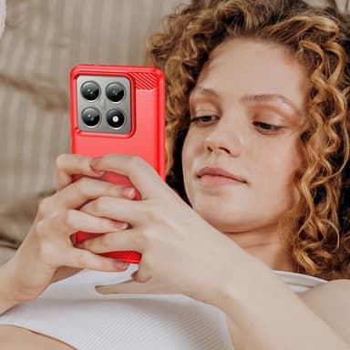 SKALO Xiaomi 14T Armor Carbon Stöttåligt TPU-skal - Röd