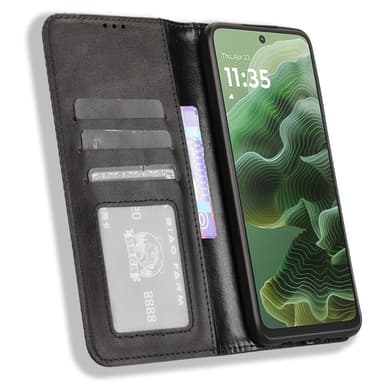 SKALO Motorola Moto G35 5G Embossed Premium Plånboksfodral - Svart