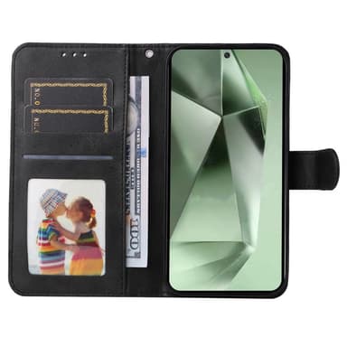 SKALO Samsung S24 FE PU-Läder Plånboksfodral - Svart