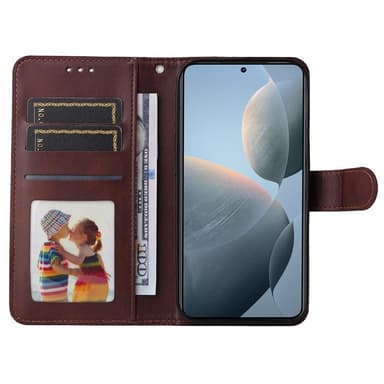 SKALO Xiaomi 14T PU-Läder Plånboksfodral - Brun