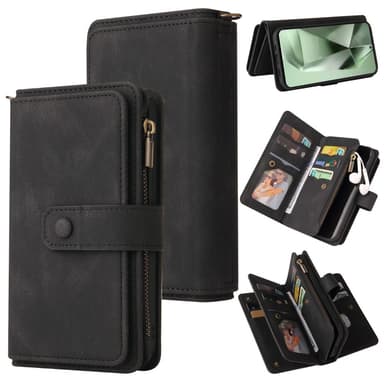 SKALO Samsung S24 FE Big Wallet 17-FACK Plånboksfodral - Svart