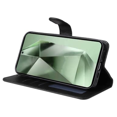 SKALO Samsung S24 FE PU-Läder Plånboksfodral - Svart