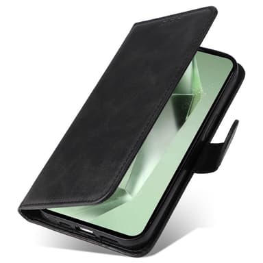 SKALO Samsung S24 FE PU-Läder Plånboksfodral - Svart