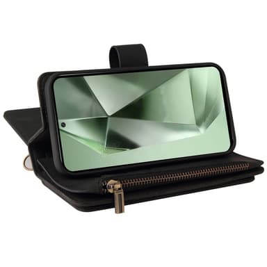 SKALO Samsung S24 FE Big Wallet 17-FACK Plånboksfodral - Svart