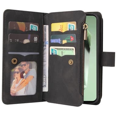 SKALO Samsung S24 FE Big Wallet 17-FACK Plånboksfodral - Svart