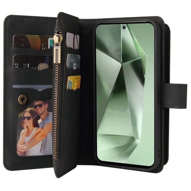 SKALO Samsung S24 FE Big Wallet 17-FACK Plånboksfodral - Svart