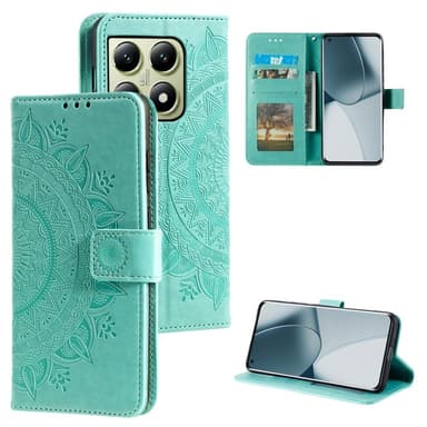 SKALO Xiaomi 14T Pro Mandala Plånboksfodral - Turkos