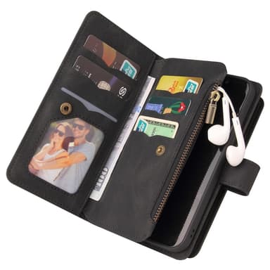 SKALO Samsung S24 FE Big Wallet 17-FACK Plånboksfodral - Svart